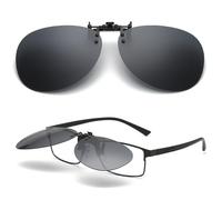 Clip On Sunglasses for Men Women, Classic Polarised Clip-on Sunglasses for Driving Glasses, UV400 Protection, Anti Glare, HD Vision - Fit All Glasses - Day & Night Use - Retro Round Rimless Clamp Desi