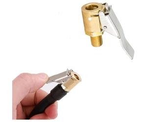 Clip On Tire Inflation Connector, Tire Air Chucks, Brass Tyre Valve Air Pump Clip, Universal Pump Thread Nozzle Adapter, Open End Heavy Duty Vehicle Air Chuck, 8mm Port Tire Inflator Accessory