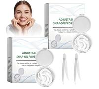Clip on Veneers Top and Bottom Set, 2 Pairs False Teeth Set, Adjustable Snap-On Dentures for Men and Women with Bad Tooth, Fast, Easy to Wear, Cosmetic Veneers Teeth Straightening Kit
