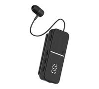 Clip-On Wireless Earphones - Digital Display Headphones with Built-In Microphone for Running, Workout, Travel, and Office, Lightweight Fitness Headset for Men and Women Gym Sports Training B