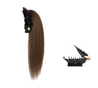 Clip Ponytail Wig Elegant Synthetic Polka Dot Pony Tail Hair Piece Heat Resistant Natural Long Straight Layered Ponytail For Women(Light Brown)
