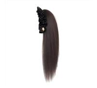 Clip Ponytail Wig Elegant Synthetic Polka Dot Pony Tail Hair Piece Heat Resistant Natural Long Straight Layered Ponytail For Women(Brown Black)