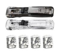 Clip Stapler, Portable Handheld Stapling Tool, Compact Paper Crimper with 200 Clips Feature, Office Stapler, Document with Lightweight Design, Children Home Arts School Classroom Desk Papers