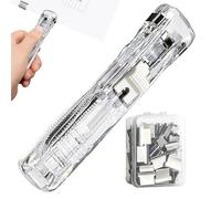 Clip Stapler - Portable Paper Binder, Manual Document Fastener, Metal Clamp Binding Tool with Easy Press Grip Handle, Desk Filing Organiser, Classroom Office Paper Management Device