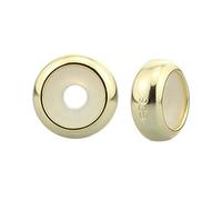 Clip Stopper Charms Sterling Silver Rondelle Spacer Bead for Pandora Charm Bracelets (Golden)