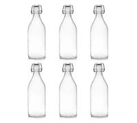 Clip Top Glass Bottle, 1 Litre - Pack of 6