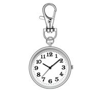 Clip Watch Keychain - Portable Watch with Key for Easy Attachment to Backpacks and Belts, Compact and Stylish Design for Use, Dry Clips System, Silver, Se référer au descriptif