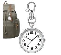 Clip Watch Portable Keychain Watch, Round Backpack Watch with Clip | Cute Mini Keychain Pendant for Travel, Casual Use, Nurses, College Students, Friends, Holidays, Men and Women, silver, Consulte la