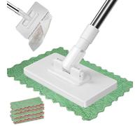 Clip Wet Wipes Mop | Press Clamp Wipes Cleaner Aid | Dust Mop With 4 Reusable Cloths | Flash Speed Cleaning Kit | Compatible With Face Towel | For Floor Bathroom Kitchen 100x16x8.5cm