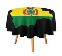 Clipart Bolivia Flag Map Round Tablecloth Washable Circle Table Cloth Cover for Dining Kitchen Party Farmhouse 60x60in