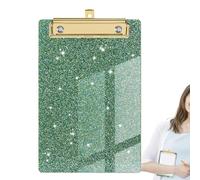 Clipboard - 14.4 X 9.8 X 1.2 Cm, Acrylic Double Capacity Clipboard | Glitter File Organizer - Durable Storage Board for Papers, Pens and Notes,