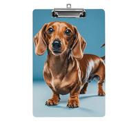 Clipboard, A4 Size Acrylic Clipboard, Dachshund Weiner Pet Dog Decorative Standard Clipboards with Stainless Steel Hanging Hole, Portable Document Organizer for Office Supplies