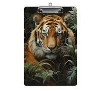 Clipboard, A4 Size Acrylic Clipboard, Jungle Tiger Decorative Standard Clipboards with Stainless Steel Hanging Hole, Portable Document Organizer for Office Supplies