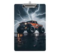 Clipboard, A4 Size Acrylic Clipboard, Monster Truck Black Sky Roar Decorative Standard Clipboards with Stainless Steel Hanging Hole, Portable Document Organizer for Office Supplies