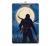 Clipboard, A4 Size Acrylic Clipboard, Moonlight Watercolor Style Ninja Decorative Standard Clipboards with Stainless Steel Hanging Hole, Portable Document Organizer for Office Supplies