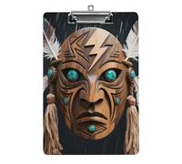 Clipboard, A4 Size Acrylic Clipboard, Rain God Mask Decorative Standard Clipboards with Stainless Steel Hanging Hole, Portable Document Organizer for Office Supplies