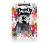 Clipboard, A4 Size Acrylic Clipboard, Schnauzer Decorative Standard Clipboards with Stainless Steel Hanging Hole, Portable Document Organizer for Office Supplies