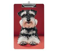 Clipboard, A4 Size Acrylic Clipboard, Schnauzer Decorative Standard Clipboards with Stainless Steel Hanging Hole, Portable Document Organizer for Office Supplies