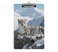 Clipboard, A4 Size Acrylic Clipboard, Snow Leopard Decorative Standard Clipboards with Stainless Steel Hanging Hole, Portable Document Organizer for Office Supplies