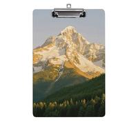 Clipboard, A4 Size Acrylic Clipboard, Snow Mountain Sunrise Decorative Standard Clipboards with Stainless Steel Hanging Hole, Portable Document Organizer for Office Supplies