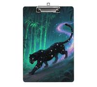 Clipboard, A4 Size Acrylic Clipboard, Star Panther Bamboo Decorative Standard Clipboards with Stainless Steel Hanging Hole, Portable Document Organizer for Office Supplies