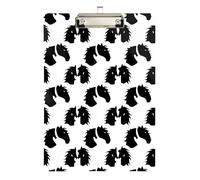 Clipboard Acrylic Black White Horse Writing Board for Students, Women, Man Hanging Clipboards A4 Standard Size Low Profile Silver Clip Retractable Hanging Tab