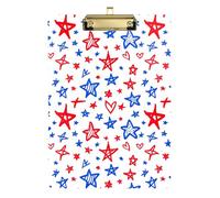 Clipboard Acrylic Blue Red Stars Writing Clipboard for Women Men Teachers Nurses Wordpad Clipboards Standard Size Low Profile Gold Clip Retractable Hanging Tab