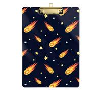 Clipboard Acrylic Cartoon Meteors Cute Clip Boards for Teachers, Students, Nurses Letter Size Clipboards Low Profile Gold Clip Retractable Hanging Tab