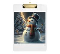 Clipboard Acrylic Christmas Snowman Winter Cute Clipboards for Teachers, Students, Nurses A4 Standard Size Clip Boards Low Profile Gold Clip Retractable Hanging Tab 12.5 x 9 Inches