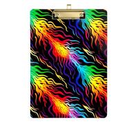 Clipboard Acrylic Colorful Rainbow Gradient Black Portable Clipboard for Classrooms, Restaurants, School Cute Decorative Letter Size Clipboards Low Profile Gold Clip Retractable Hanging Tab