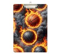 Clipboard Acrylic Cool Basketballs Portable Clipboards A4 Standard Size Clip Boards for Students, Women, Man, Low Profile Gold Clip Retractable Hanging Tab