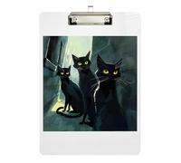 Clipboard Acrylic Cool Black Cats Writing Boards for Students, Women, Man Letter Size Clipboard Low Profile Gold Clip Retractable Hanging Tab 12.5 x 9 Inches