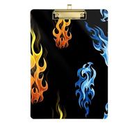 Clipboard Acrylic Cool Color Flames Black Writing Clipboard Cute Decorative Letter Size Clipboards for Students, Women, Man, Low Profile Gold Clip Retractable Hanging Tab