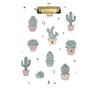 Clipboard Acrylic Cute Cactus Succulents White Cute Clipboards Cute Decorative Letter Size Clipboards for Teachers, Students, Nurses, Low Profile Gold Clip Retractable Hanging Tab