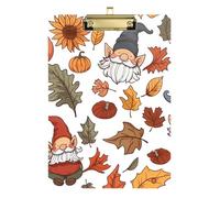 Clipboard Acrylic Cute Cartoon Autumn Gnomes Decorative Clipboards A4 Standard Size Clip Boards for Women Men Office Supplies, 12.5 x 9 Inches Gold Clip, Gold12x9in