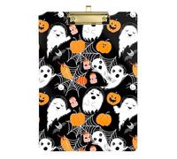 Clipboard Acrylic Cute Cartoon Ghosts Print Cute Clip Board Cute Decorative Letter Size Clipboards for Teachers, Students, Nurses, Low Profile Gold Clip Retractable Hanging Tab