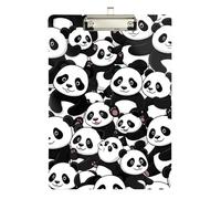 Clipboard Acrylic Cute Cartoon Panda Cute Clipboard for Students, Women, Man A4 Standard Size Clipboards Hardboard Low Profile Silver Clip Retractable Hanging Tab