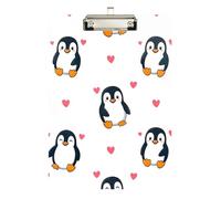 Clipboard Acrylic Cute Cartoon Penguins White Writing Board Letter Size Clipboards for Classrooms, Restaurants, School, Low Profile Silver Clip Retractable Hanging Tab