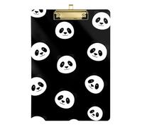 Clipboard Acrylic Cute Panda Black Portable Clipboard Paperboard Chic Design Clipboards for Classrooms, Restaurants, School, Low Profile Gold Clip Retractable Hanging Tab