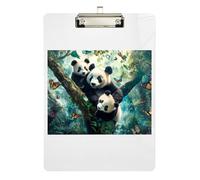 Clipboard Acrylic Cute Panda Butterfly Decorative Clipboards Paperboard Chic Design Clipboard for Women Men Teachers Nurses, Low Profile Gold Clip Retractable Hanging Tab 12.5 x 9 Inches