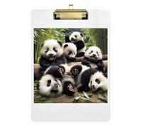 Clipboard Acrylic Cute Panda Green Portable Clipboards for Teachers, Students, Nurses Cute Decorative Letter Size Clipboard Low Profile Gold Clip Retractable Hanging Tab 12.5 x 9 Inches