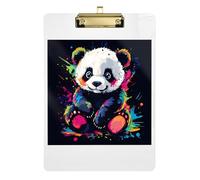 Clipboard Acrylic Cute Panda Tie Dye Black Decorative Clipboards for Nurses, Lawyers, Doctor Offices Letter Size Clipboard Low Profile Gold Clip Retractable Hanging Tab 12.5 x 9 Inches
