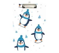Clipboard Acrylic Cute Penguins White Writing Board for Teachers, Students, Nurses Paperboard Chic Design Clipboards Low Profile Silver Clip Retractable Hanging Tab