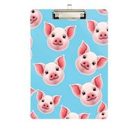 Clipboard Acrylic Cute Pink Pig Ears Blue Writing Clipboards A4 Standard Size Clip Boards for Teachers, Students, Nurses, Low Profile Gold Clip Retractable Hanging Tab
