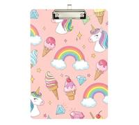 Clipboard Acrylic Cute Unicorns Rainbow Pink Writing Clipboard for Nurses Teachers Coaches Wordpad Clipboards Standard Size, A4 Letter Size 12.5 x 9 Inches Silver Clip, Silver12x9in