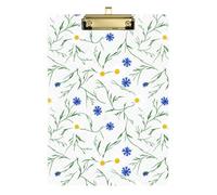 Clipboard Acrylic Floral Daisy Flowers White Writing Clipboard Coach Clipboard for Nurses Teachers Coaches, 12.5 x 9 Inches Gold Clip