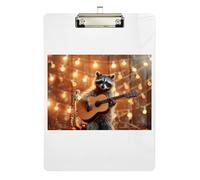 Clipboard Acrylic Funny Raccoon Fashion Clipboards for Classrooms, Restaurants, School Letter Size Clipboard Low Profile Gold Clip Retractable Hanging Tab 12.5 x 9 Inches