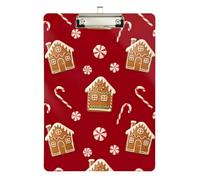 Clipboard Acrylic Gingerbread Houses Red Writing Boards Standard A4 Letter Size Clipboards for Classrooms, Restaurants, School, 12.5 x 9 Inches Silver Clip, Silver12x9in