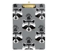 Clipboard Acrylic Grey Raccoon Cute Animal Writing Clipboard Wordpad Clipboards Standard Size for Nurses, Lawyers, Doctor Offices, A4 Letter Size 12.5 x 9 Inches Gold Clip