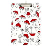 Clipboard Acrylic Mushroom Black White Red Writing Clipboard Paperboard Chic Design Clipboards for Teachers, Students, Nurses, Low Profile Silver Clip Retractable Hanging Tab